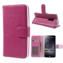 CUSTODIA FLIP ORIZZONTALE PELLE RUVIDA per LG G FLEX, D955 CON STAND E PORTA CARTE COLORE FUCSIA