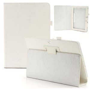 CUSTODIA BOOK ORIZZONTALE PELLE per ASUS MEMO PAD SMART 10 ME301T, PAD FHD 10 ME302C CON STAND E PORTA PENNA COLORE BIANCO