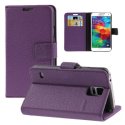 CUSTODIA FLIP ORIZZONTALE SIMILPELLE RUVIDA per SAMSUNG G900F GALAXY S5, S5 NEO G903F CON STAND E PORTA CARTE COLORE VIOLA