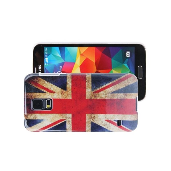 CUSTODIA BACK RIGIDA per SAMSUNG G900F GALAXY S5, GALAXY S5 NEO G903F, GALAXY S5 PLUS FANTASIA BANDIERA UK ANTICATA