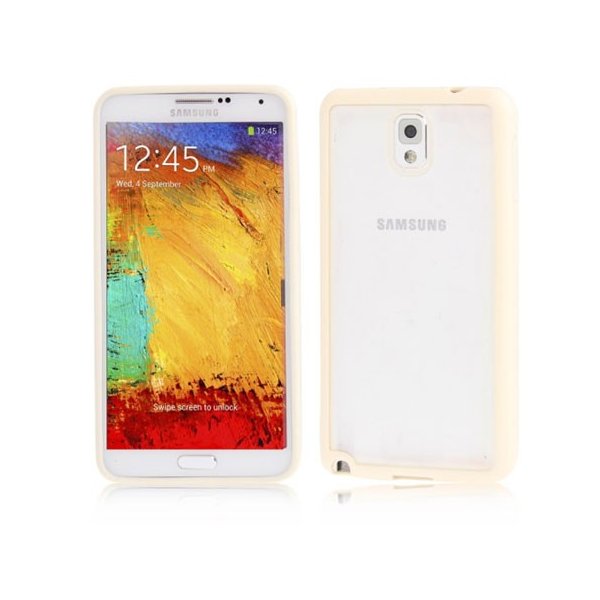 CUSTODIA BACK RIGIDA per SAMSUNG GALAXY NOTE 3, N9000, N9002, N9005 TRASPARENTE CON CORNICE COLORE BIANCO