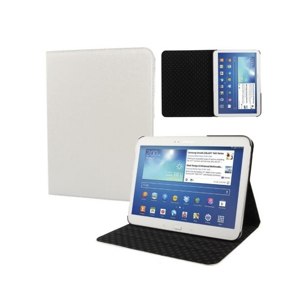 CUSTODIA BOOK ORIZZONTALE PELLE per SAMSUNG P5200 GALAXY TAB 3 10.1, P5210 CON STAND COLORE BIANCO EFFETTO LINO