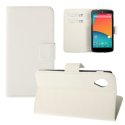 CUSTODIA per LG NEXUS 5 (D820) FLIP ORIZZONTALE SIMILPELLE CON STAND E TASCHE PORTA CARTE COLORE BIANCO