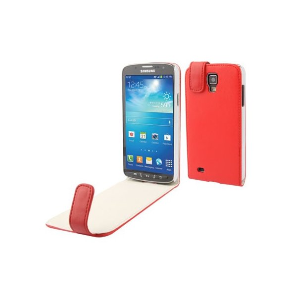 CUSTODIA FLIP VERTICALE PELLE per SAMSUNG I9295 GALAXY S4 ACTIVE COLORE ROSSO