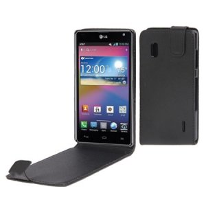 CUSTODIA FLIP VERTICALE SLIM PELLE per LG OPTIMUS G E970 COLORE NERO