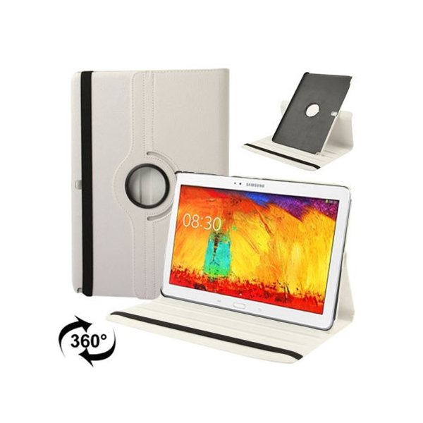 CUSTODIA BOOK PELLE GIREVOLE per SAMSUNG GALAXY NOTE PRO 12.2, SM-P900 CON STAND E CHIUSURA ELASTICO COLORE BIANCO