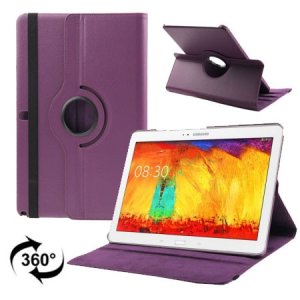 CUSTODIA BOOK PELLE GIREVOLE per SAMSUNG GALAXY NOTE PRO 12.2, SM-P900 CON STAND E CHIUSURA ELASTICO COLORE VIOLA