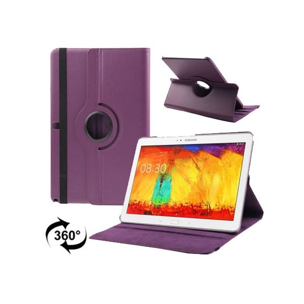 CUSTODIA BOOK PELLE GIREVOLE per SAMSUNG GALAXY NOTE PRO 12.2, SM-P900 CON STAND E CHIUSURA ELASTICO COLORE VIOLA