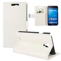 CUSTODIA FLIP ORIZZONTALE PELLE per SAMSUNG GALAXY J, N075T CON STAND E TASCHE PORTA CARTE COLORE BIANCO