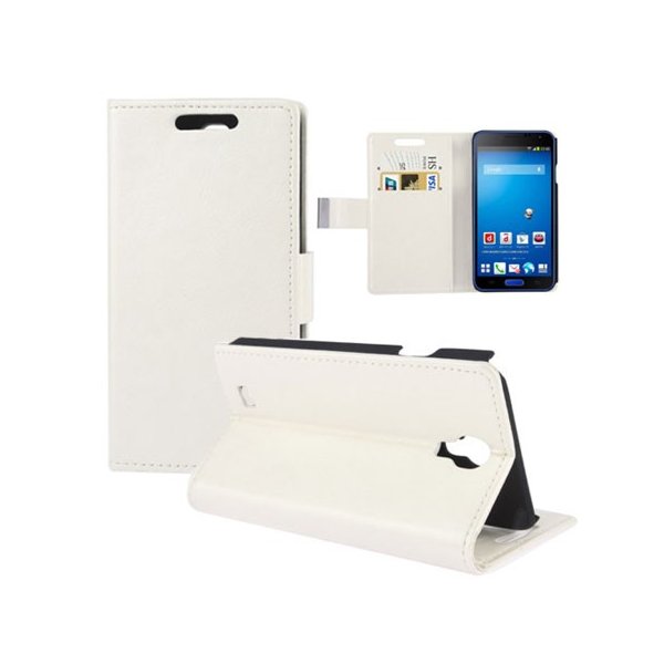 CUSTODIA FLIP ORIZZONTALE PELLE per SAMSUNG GALAXY J, N075T CON STAND E TASCHE PORTA CARTE COLORE BIANCO