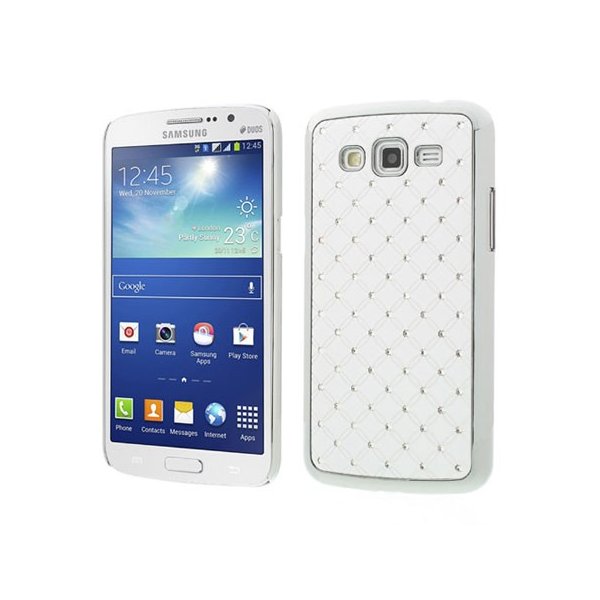 CUSTODIA BACK RIGIDA CON BRILLANTINI per SAMSUNG G7106 GALAXY GRAND 2, G7100, G7102, G7105 COLORE BIANCO