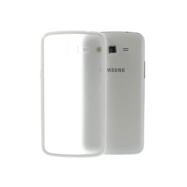 CUSTODIA BACK RIGIDA per SAMSUNG G7106 GALAXY GRAND 2, G7100, G7102, G7105 TRASPARENTE CON CORNICE COLORE BIANCO