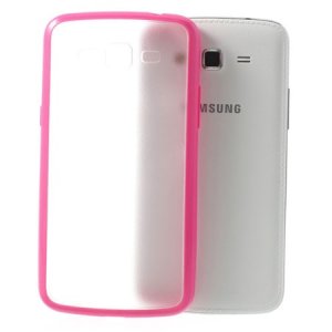 CUSTODIA BACK RIGIDA per SAMSUNG G7106 GALAXY GRAND 2, G7100, G7102, G7105 TRASPARENTE CON CORNICE COLORE FUCSIA