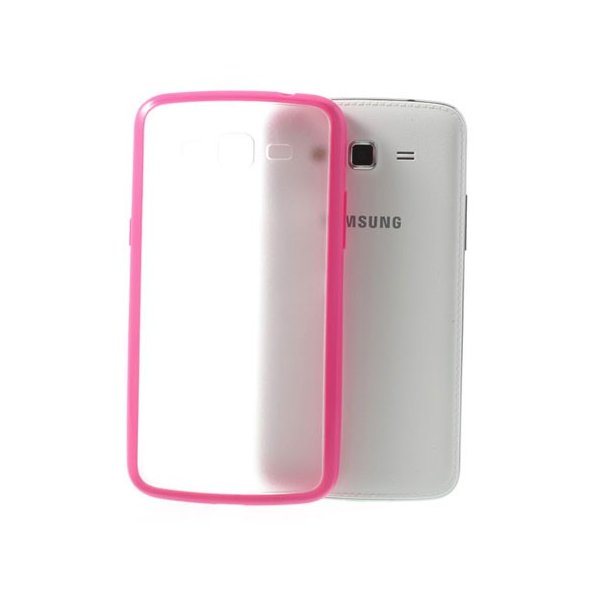 CUSTODIA BACK RIGIDA per SAMSUNG G7106 GALAXY GRAND 2, G7100, G7102, G7105 TRASPARENTE CON CORNICE COLORE FUCSIA