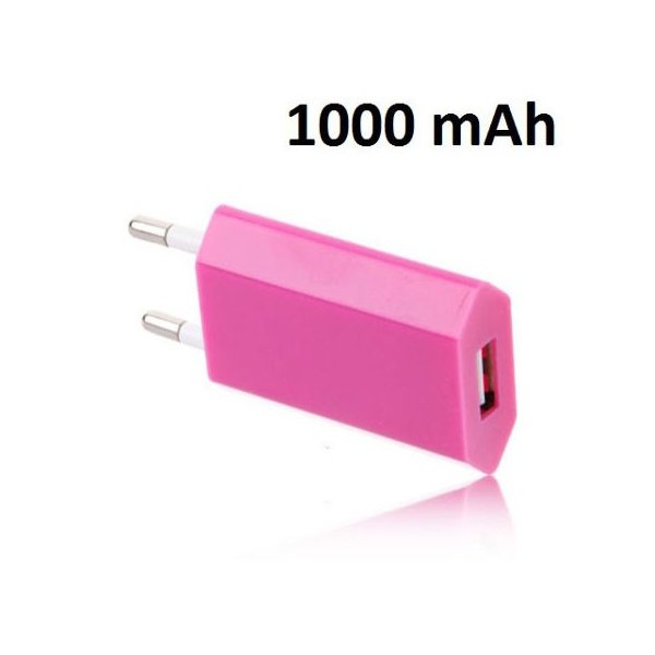 CARICATORE DA RETE 1000mAh CON 1 PORTA USB COLORE FUCSIA (TCUSB.SLIM.FU.1A)