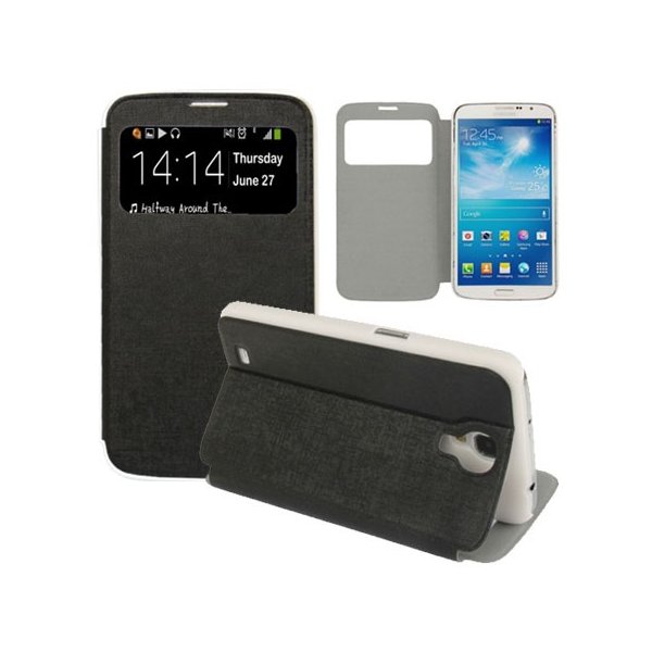 CUSTODIA FLIP COVER ORIZZONTALE CON FINESTRA IDENTIFICATIVO CHIAMANTE per SAMSUNG I9200 GALAXY MEGA NERO