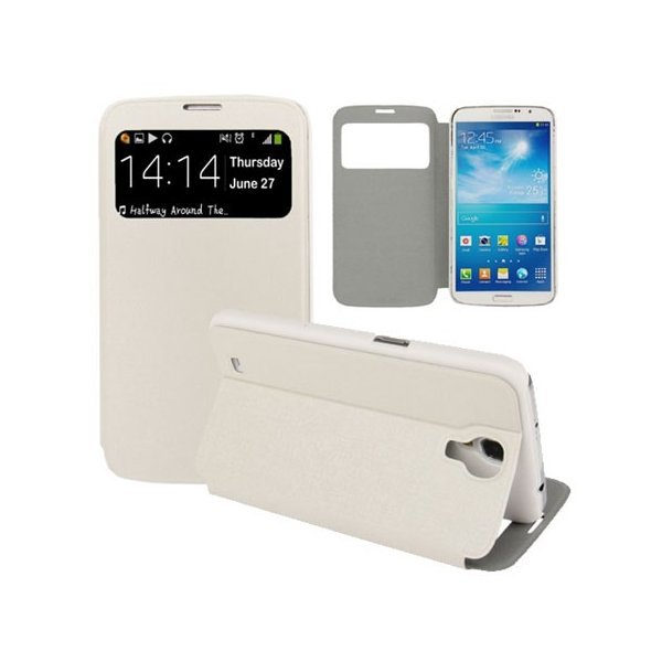 CUSTODIA FLIP COVER ORIZZONTALE CON FINESTRA IDENTIFICATIVO CHIAMANTE per SAMSUNG I9200 GALAXY MEGA BIANCO