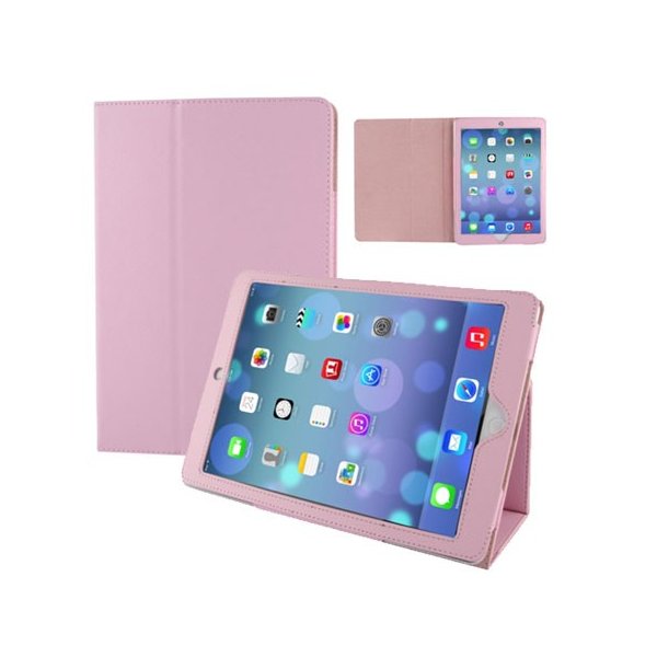 CUSTODIA BOOK ORIZZONTALE PELLE per APPLE IPAD AIR, IPAD 5 CON STAND COLORE ROSA