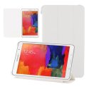 CUSTODIA FLIP ORIZZONTALE PELLE per SAMSUNG GALAXY TAB PRO 8.4 CON STAND BIANCO RIGATO CON PARTE POSTERIORE RIGIDA TRASPARENTE