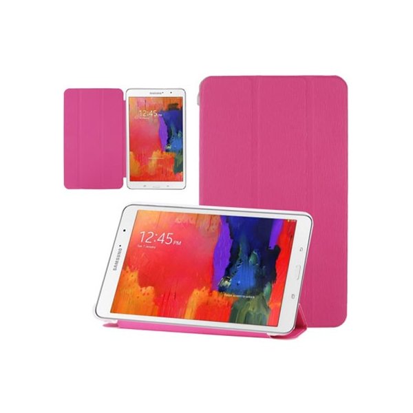 CUSTODIA FLIP ORIZZONTALE PELLE per SAMSUNG GALAXY TAB PRO 8.4 CON STAND FUCSIA RIGATO CON PARTE POSTERIORE RIGIDA TRASPARENTE