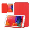 CUSTODIA FLIP ORIZZONTALE PELLE per SAMSUNG GALAXY TAB PRO 8.4 CON STAND ROSSO RIGATO CON PARTE POSTERIORE RIGIDA TRASPARENTE