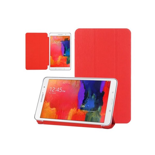 CUSTODIA FLIP ORIZZONTALE PELLE per SAMSUNG GALAXY TAB PRO 8.4 CON STAND ROSSO RIGATO CON PARTE POSTERIORE RIGIDA TRASPARENTE