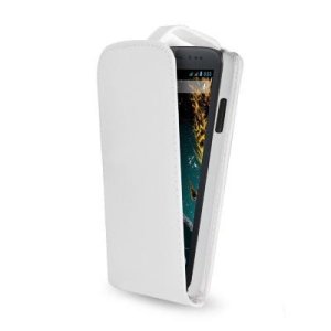 CUSTODIA FLIP VERTICALE PELLE per WIKO DARKMOON COLORE BIANCO