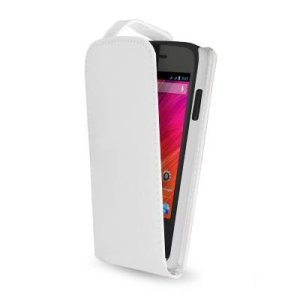 CUSTODIA FLIP VERTICALE PELLE per WIKO OZZY COLORE BIANCO