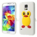 CUSTODIA GEL TPU SILICONE per SAMSUNG G900F GALAXY S5, GALAXY S5 NEO G903F, GALAXY S5 PLUS FANTASIA PINGUINO COLORE BIANCO