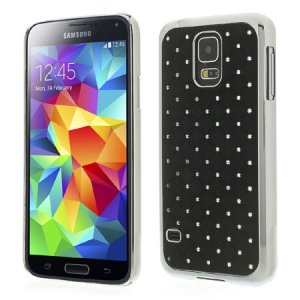 CUSTODIA BACK RIGIDA CON BRILLANTINI per SAMSUNG G900F GALAXY S5, GALAXY S5 NEO G903F, GALAXY S5 PLUS COLORE NERO