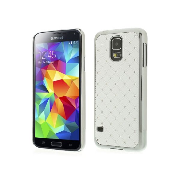 CUSTODIA BACK RIGIDA CON BRILLANTINI per SAMSUNG G900F GALAXY S5, GALAXY S5 NEO G903F, GALAXY S5 PLUS COLORE BIANCO