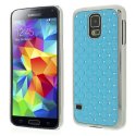 CUSTODIA BACK RIGIDA CON BRILLANTINI per SAMSUNG G900F GALAXY S5, GALAXY S5 NEO G903F, GALAXY S5 PLUS COLORE AZZURRO