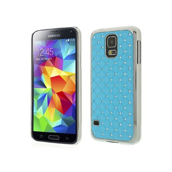 CUSTODIA BACK RIGIDA CON BRILLANTINI per SAMSUNG G900F GALAXY S5, GALAXY S5 NEO G903F, GALAXY S5 PLUS COLORE AZZURRO