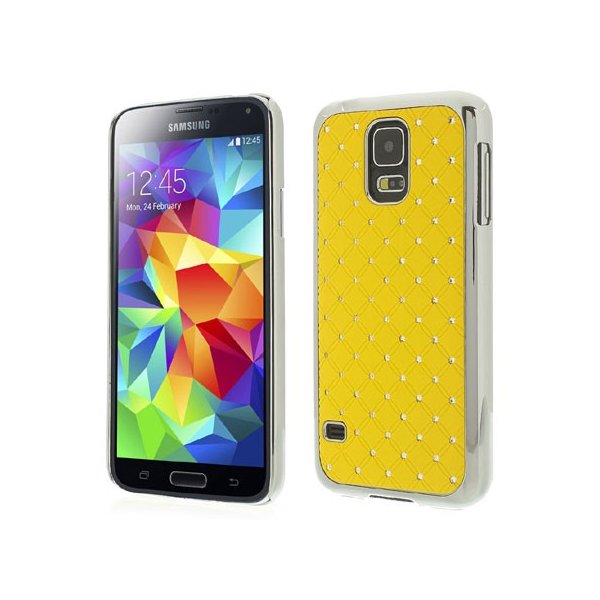 CUSTODIA BACK RIGIDA CON BRILLANTINI per SAMSUNG G900F GALAXY S5, GALAXY S5 NEO G903F, GALAXY S5 PLUS COLORE GIALLO