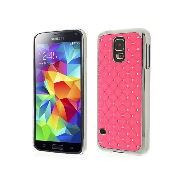 CUSTODIA BACK RIGIDA CON BRILLANTINI per SAMSUNG G900F GALAXY S5, GALAXY S5 NEO G903F, GALAXY S5 PLUS COLORE ROSA