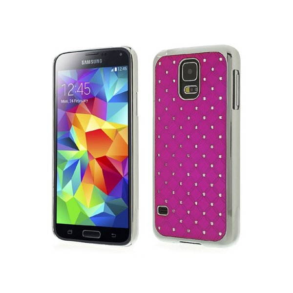 CUSTODIA BACK RIGIDA CON BRILLANTINI per SAMSUNG G900F GALAXY S5, GALAXY S5 NEO G903F, GALAXY S5 PLUS COLORE FUCSIA