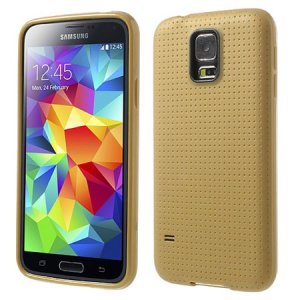 CUSTODIA GEL TPU SILICONE per SAMSUNG G900F GALAXY S5, GALAXY S5 NEO G903F, GALAXY S5 PLUS COLORE ORO EFFETTO PUNTINATO