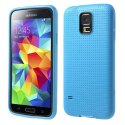 CUSTODIA GEL TPU SILICONE per SAMSUNG G900F GALAXY S5, GALAXY S5 NEO G903F, GALAXY S5 PLUS COLORE AZZURRO EFFETTO PUNTINATO