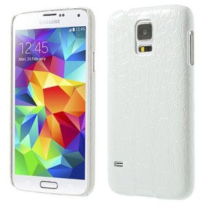 CUSTODIA BACK RIGIDA per SAMSUNG G900F GALAXY S5, GALAXY S5 NEO G903F, GALAXY S5 PLUS COLORE BIANCO EFFETTO COCCODRILLO