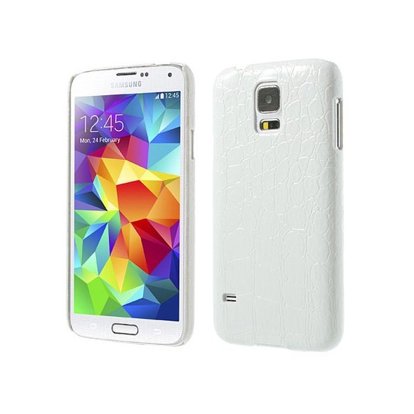 CUSTODIA BACK RIGIDA per SAMSUNG G900F GALAXY S5, GALAXY S5 NEO G903F, GALAXY S5 PLUS COLORE BIANCO EFFETTO COCCODRILLO