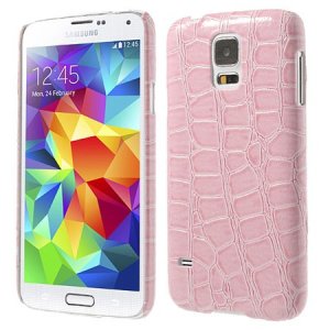 CUSTODIA BACK RIGIDA per SAMSUNG G900F GALAXY S5, GALAXY S5 NEO G903F, GALAXY S5 PLUS COLORE ROSA EFFETTO COCCODRILLO