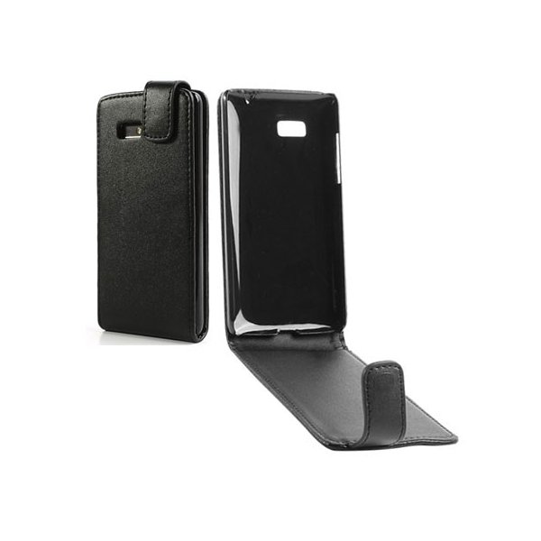 CUSTODIA FLIP VERTICALE PELLE per HTC DESIRE 600 COLORE NERO