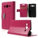 CUSTODIA FLIP ORIZZONTALE PELLE per SAMSUNG I8580 GALAXY CORE ADVANCE CON STAND E TASCHE PORTA CARTE COLORE FUCSIA