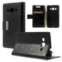 CUSTODIA FLIP ORIZZONTALE PELLE per SAMSUNG I8580 GALAXY CORE ADVANCE CON STAND E TASCHE PORTA CARTE COLORE NERO