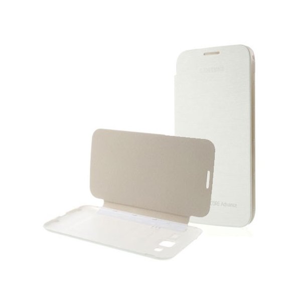 CUSTODIA FLIP COVER ORIZZONTALE per SAMSUNG I8580 GALAXY CORE ADVANCE COLORE BIANCO