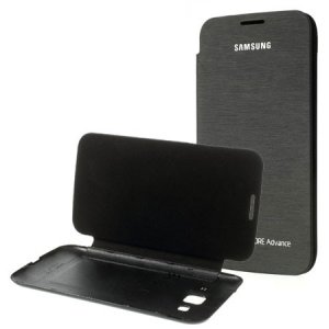 CUSTODIA FLIP COVER ORIZZONTALE per SAMSUNG I8580 GALAXY CORE ADVANCE COLORE NERO