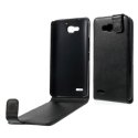 CUSTODIA FLIP VERTICALE PELLE per HUAWEI HONOR 3X, G750 COLORE NERO