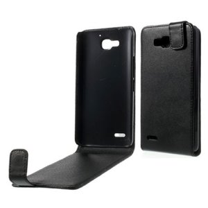 CUSTODIA FLIP VERTICALE PELLE per HUAWEI HONOR 3X, G750 COLORE NERO