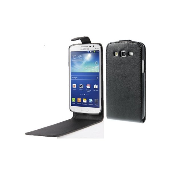 CUSTODIA FLIP VERTICALE PELLE per SAMSUNG G7106 GALAXY GRAND 2, G7100, G7102, G7105 COLORE NERO