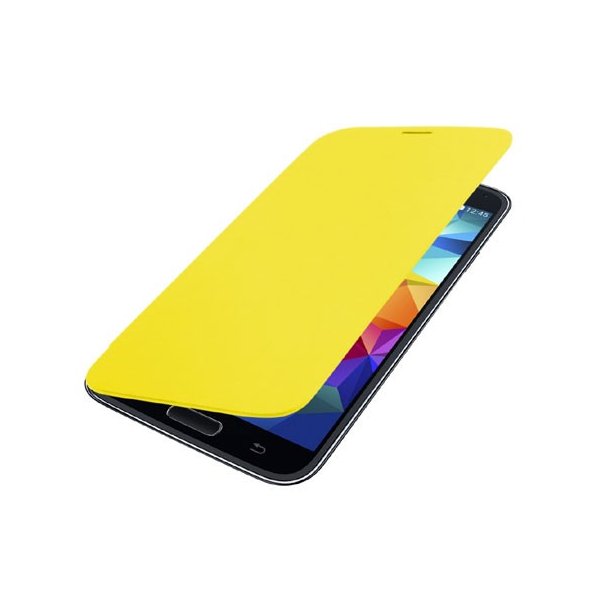 CUSTODIA FLIP COVER ORIZZONTALE per SAMSUNG G900 GALAXY S5, GALAXY S5 PLUS COLORE GIALLO